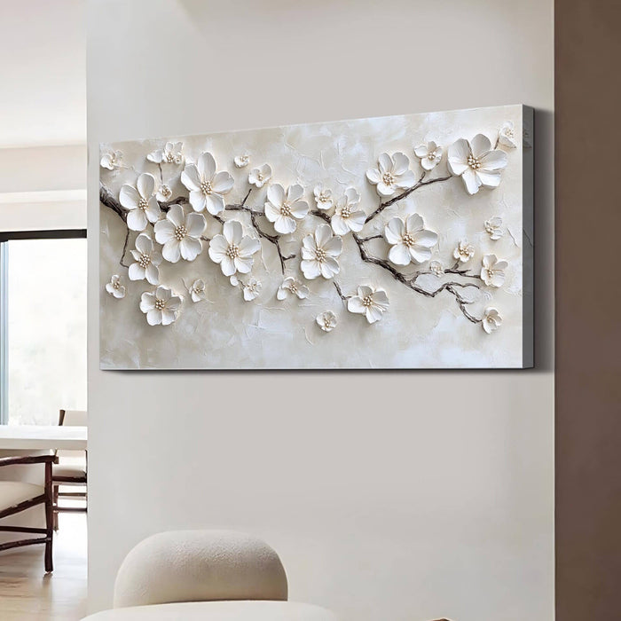 Pure Petals large white flower wall art for elegant home decor