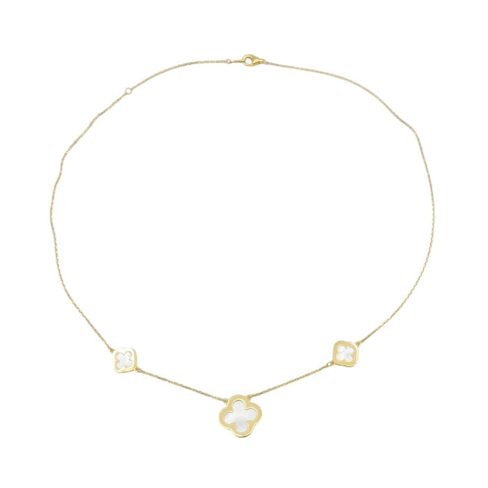 Rachel Zoe Sterling Silver Mother of Pearl Clover Necklace WIth Cubic Zirconia