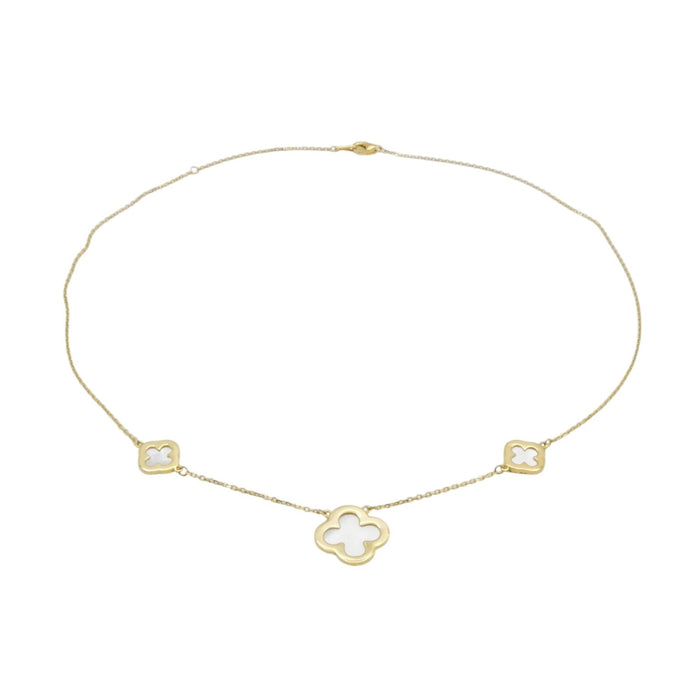 Rachel Zoe Sterling Silver Mother of Pearl Clover Necklace WIth Cubic Zirconia