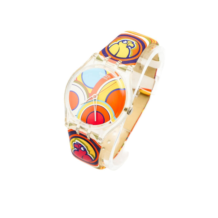 Rare Swatch Gent Bird Twister GE186 Colorful Parrot Tropical Art Watch