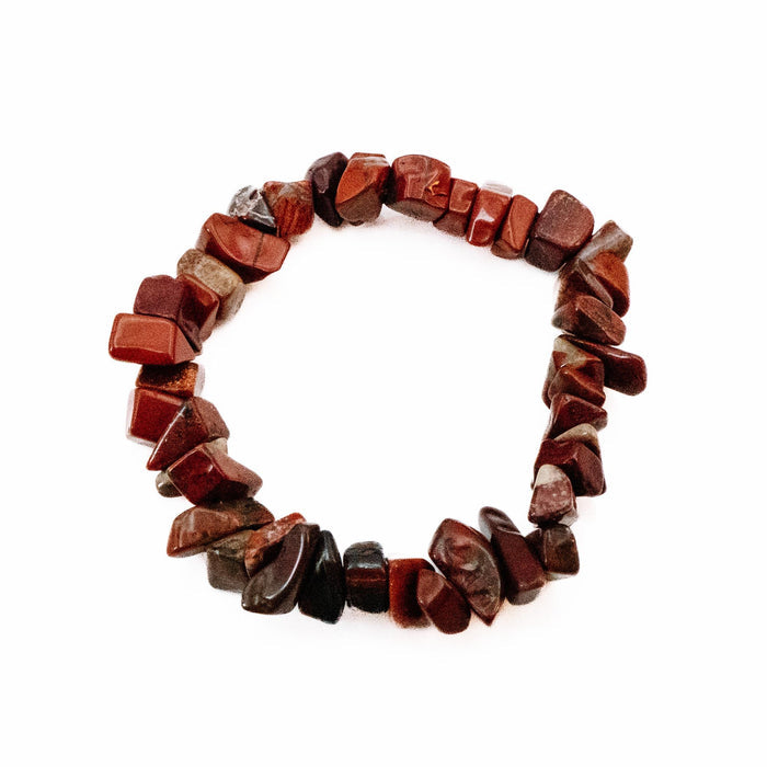Red Brecciated Jasper Tumbled Gemstone Stretch Bracelet - 7.1 Inches