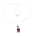 Red Jasper Inlay Sterling Silver Mexico Pendant Necklace