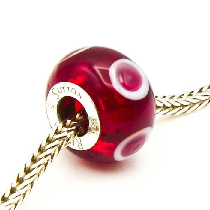 Rhona Sutton Red Painted Glass Bead Sterling Silver Charm