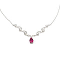 Ruby Sterling Silver Necklace Adj. Size 17 to 18 1/2 Inches