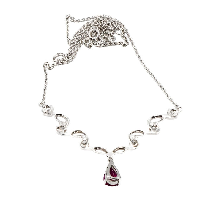 Ruby Sterling Silver Necklace Adj. Size 17 to 18 1/2 Inches