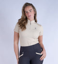Blackfort Equestrian women's short sleeve sand cool mesh base layer silver zip and detailing