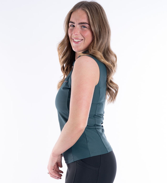 Women's Blackfort Equestrian sea green sleeveless base layer rose gold zip cool mesh