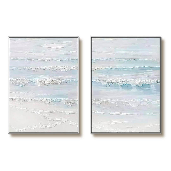 Abstract Plaster Wall Art Set of 2 - Sea Swell I - Hues Art Lab
