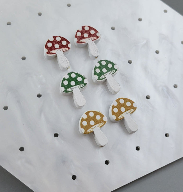 SFS! Wooden Mushroom Earrings