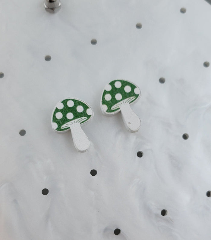 SFS! Wooden Mushroom Earrings