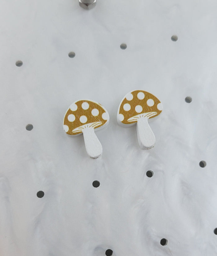 SFS! Wooden Mushroom Earrings