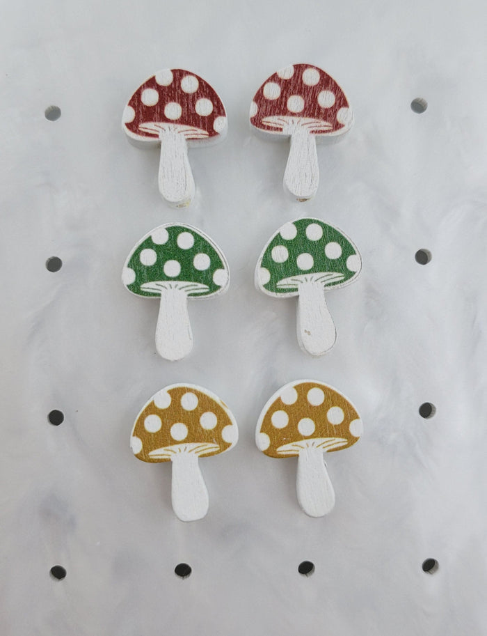 SFS! Wooden Mushroom Earrings