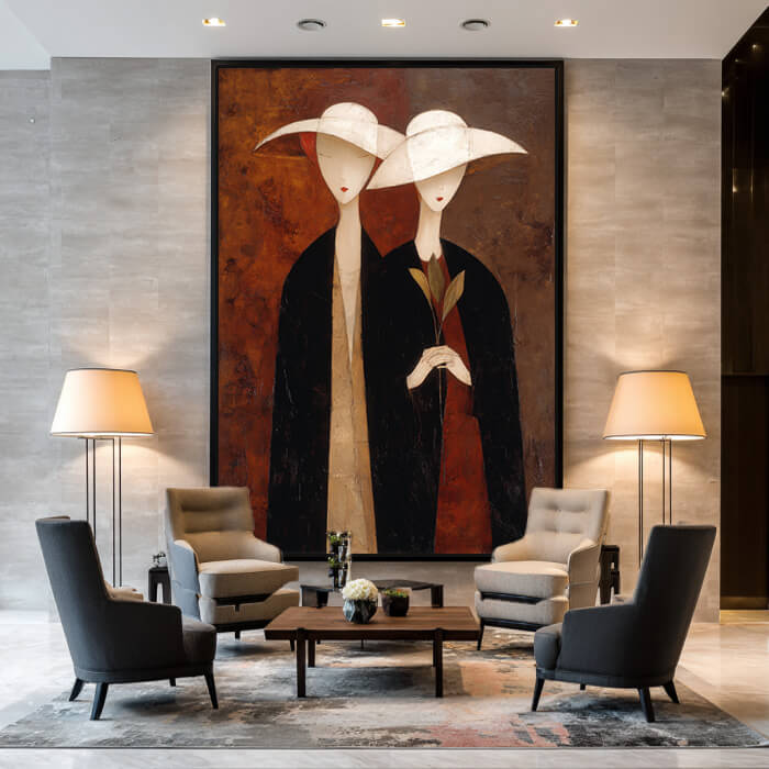 Shadows of Modigliani modern abstract figurative wall art by Hues Art Lab