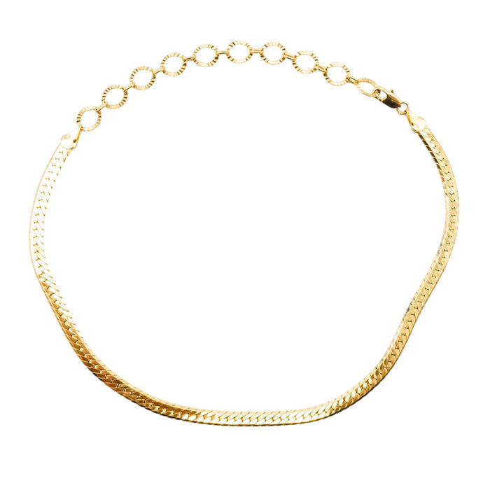 Sicily 18K Gold Overlay Herringbone Choker Necklace Child Size Adjustable