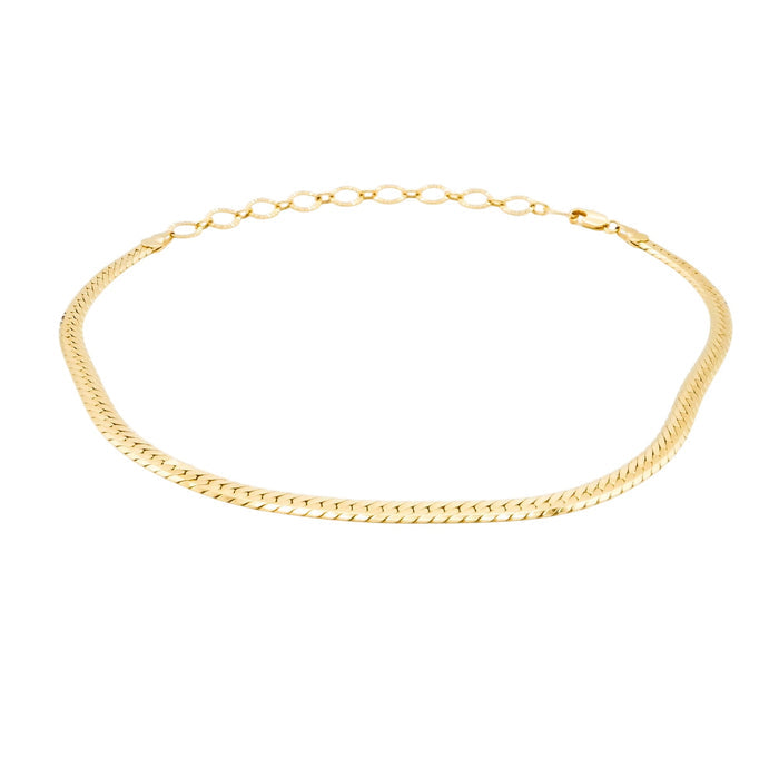 Sicily 18K Gold Overlay Herringbone Choker Necklace Child Size Adjustable