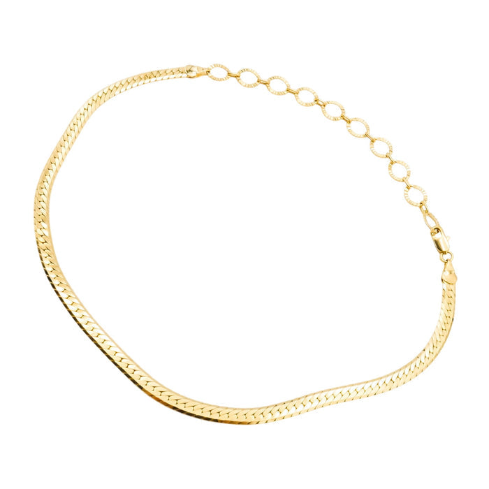 Sicily 18K Gold Overlay Herringbone Choker Necklace Child Size Adjustable