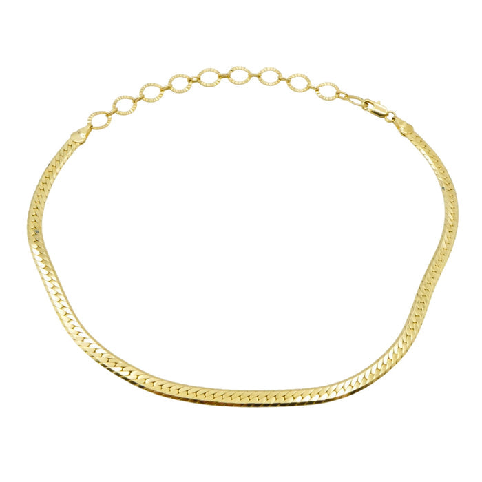 Sicily 18K Gold Overlay Herringbone Choker Necklace Child Size Adjustable
