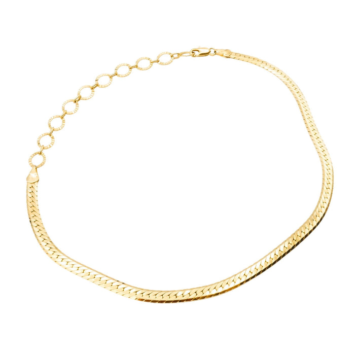 Sicily 18K Gold Overlay Herringbone Choker Necklace Child Size Adjustable