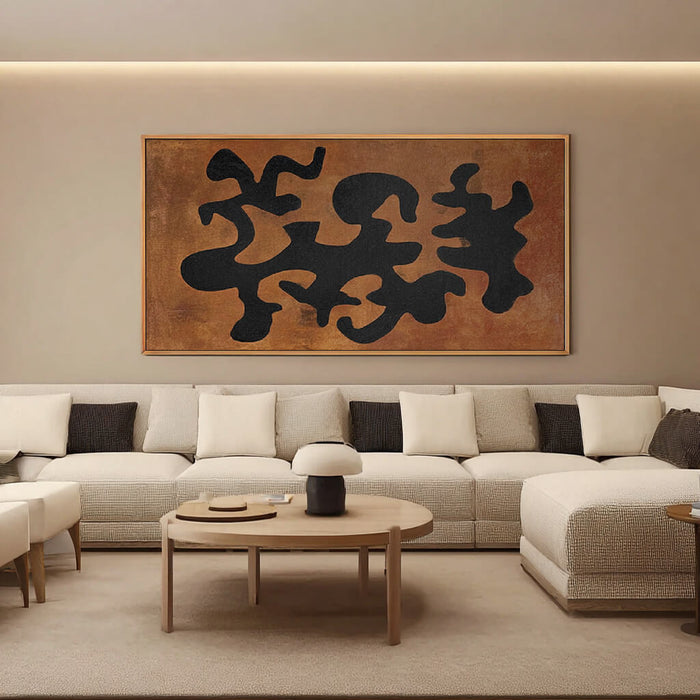 Sigils of the Earth abstract painting with primitive symbol-inspired forms