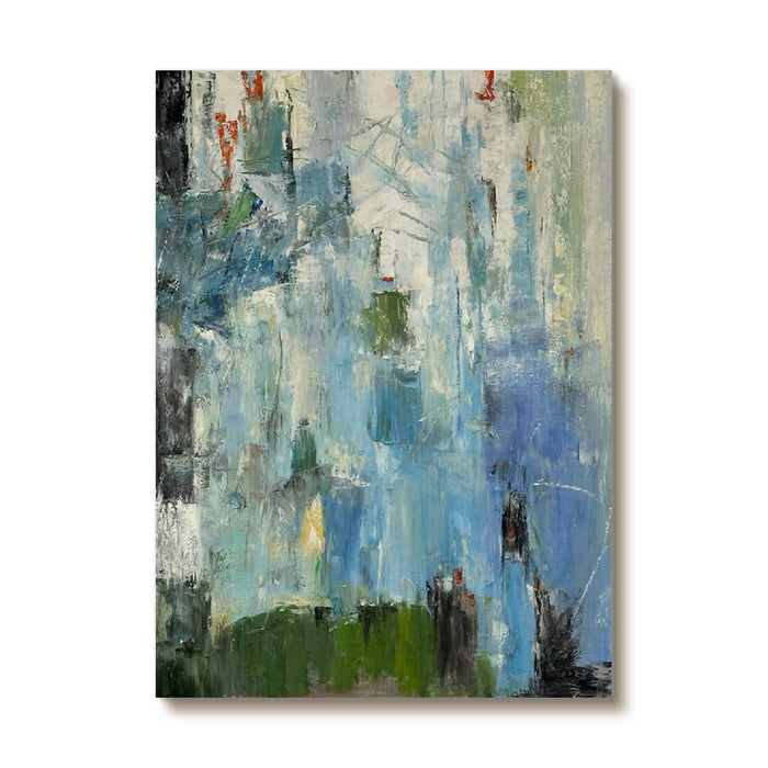 Abstract Blue Green Wall Art - Modern Landscape-Inspired Canvas - Silent Reflections - Hues Art Lab