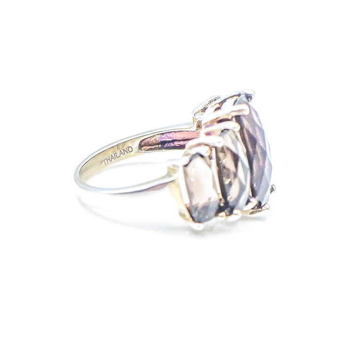 Smoky Quartz 999 Silver Statement Ring Size 7