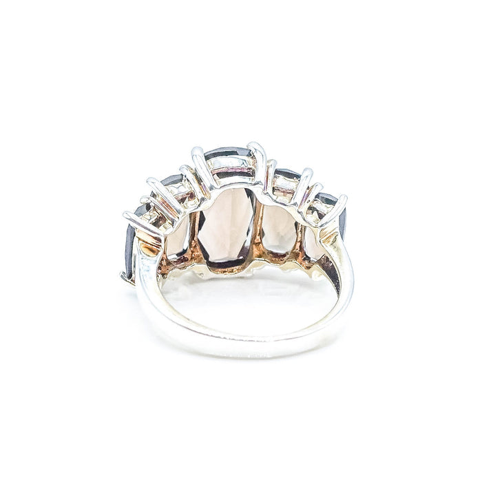 Smoky Quartz 999 Silver Statement Ring Size 7