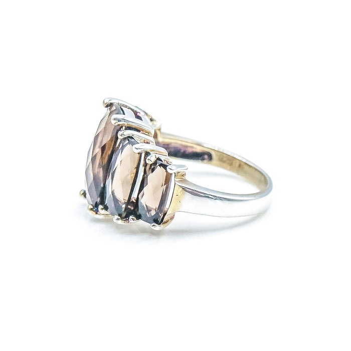 Smoky Quartz 999 Silver Statement Ring Size 7