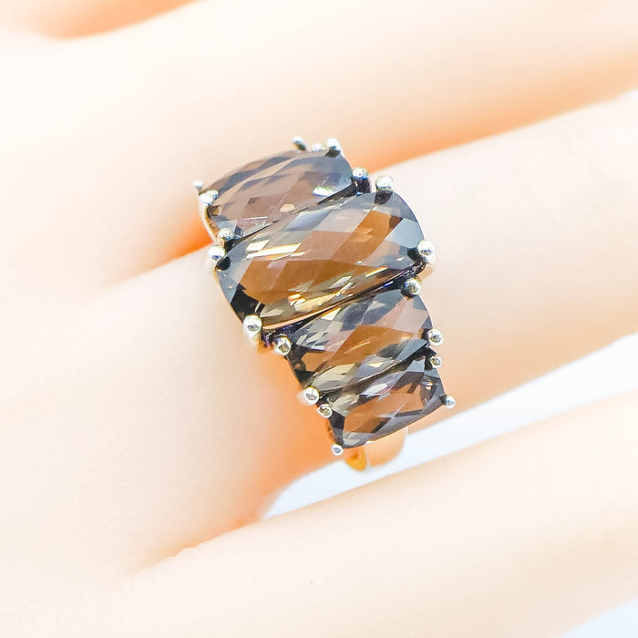 Smoky Quartz 999 Silver Statement Ring Size 7