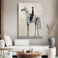 Solitary Rider modern minimalist horse oil painting by Hues Art Lab