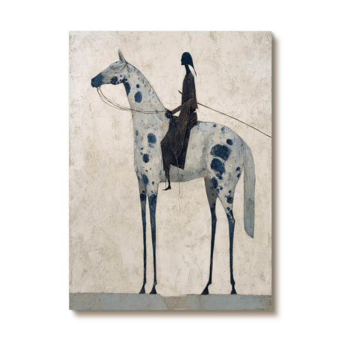 Solitary Rider quiet equestrian wall art with lone horse and rider mood