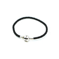 SOUFEEL 6.9-Inch Black Leather Bracelet With Sterling Silver Clasp