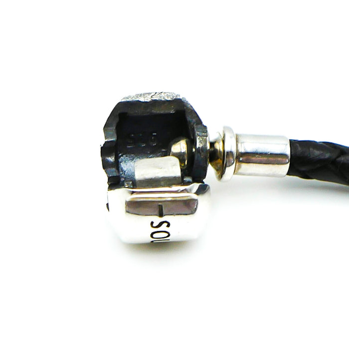 SOUFEEL 6.9-Inch Black Leather Bracelet With Sterling Silver Clasp