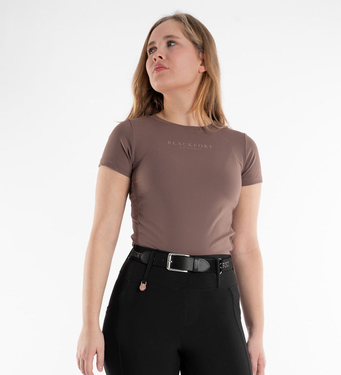 Women's Blackfort Equestrian Sportluxe t-shirt short sleeve top mocha brown