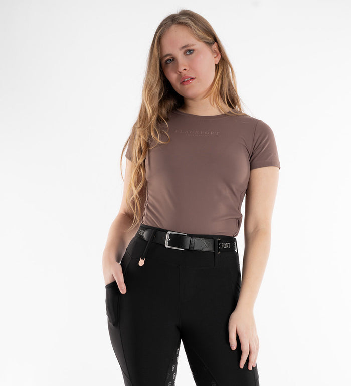 Women's Blackfort Equestrian Sportluxe t-shirt short sleeve top mocha brown