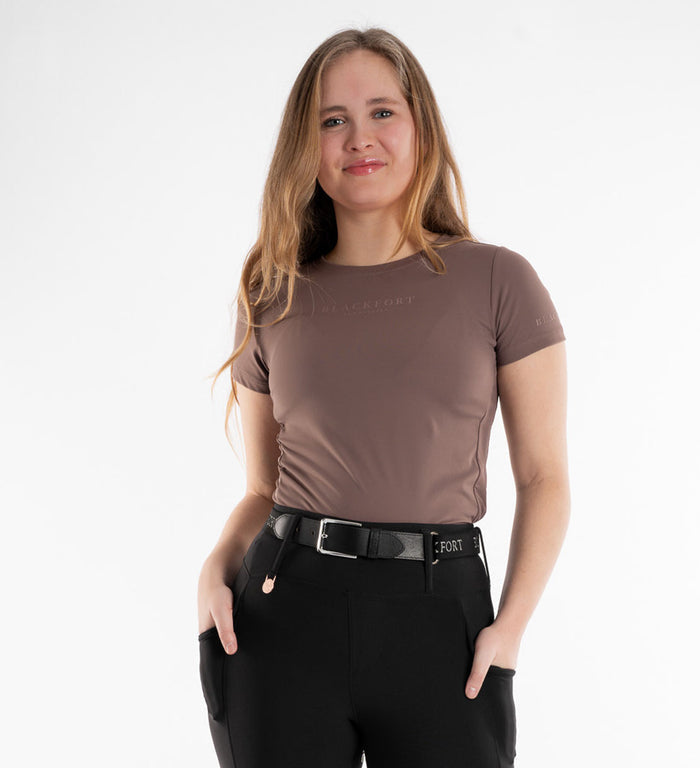 Women's Blackfort Equestrian Sportluxe t-shirt short sleeve top mocha brown