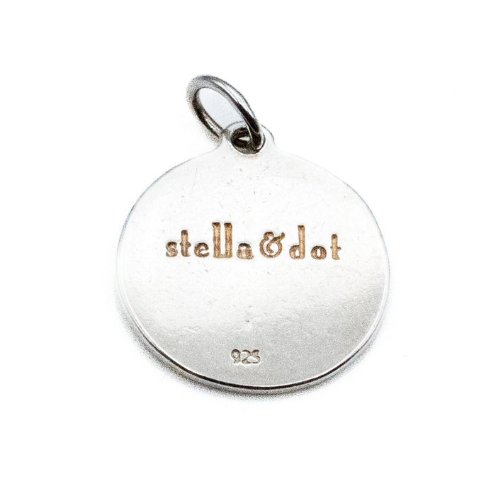 Stella & Dot Initial Letter L Monogram Sterling Silver Disc Charm Pendant