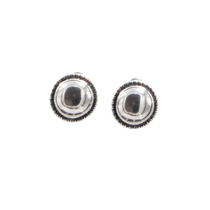 Sterling Silver 0.7 Inch Domed Beaded Stud Earrings