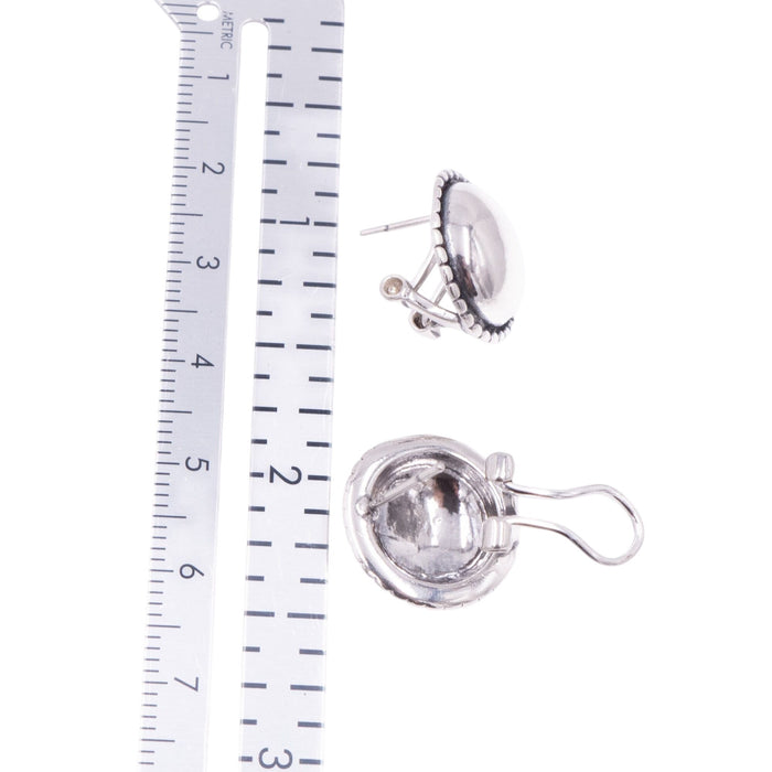Sterling Silver 0.7 Inch Domed Beaded Stud Earrings
