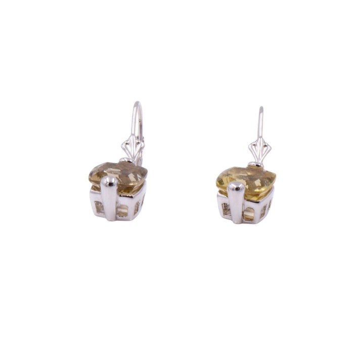 Sterling Silver 1 Inch Cushion Cut Peridot Leverback Dangle Earrings