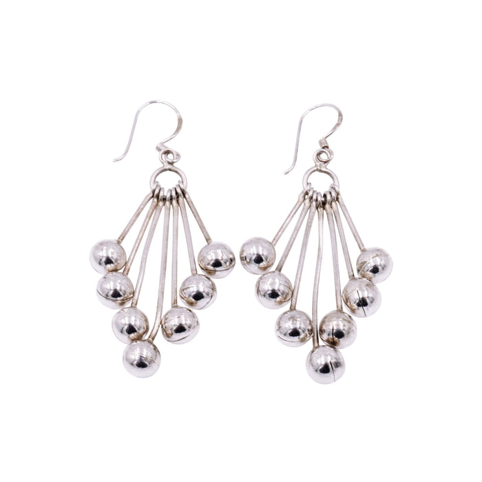 Sterling Silver 2.25 Inch Ball Bead Chandelier Dangle Earrings