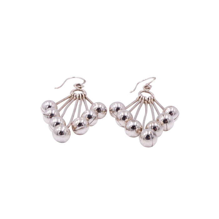 Sterling Silver 2.25 Inch Ball Bead Chandelier Dangle Earrings