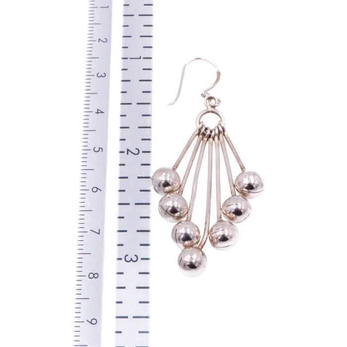 Sterling Silver 2.25 Inch Ball Bead Chandelier Dangle Earrings