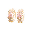 Sterling Silver 7/8 Inch CZ Hoop Earrings Pink Green Clear Cubic Zirconia