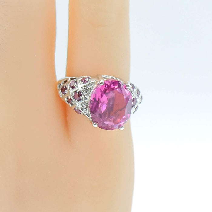 Sterling Silver African Lilac Quartz Garnet Ring Size 5