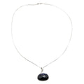 Sterling Silver Black Art Glass Pendant With Celestial Cut Out Back 18 Inches