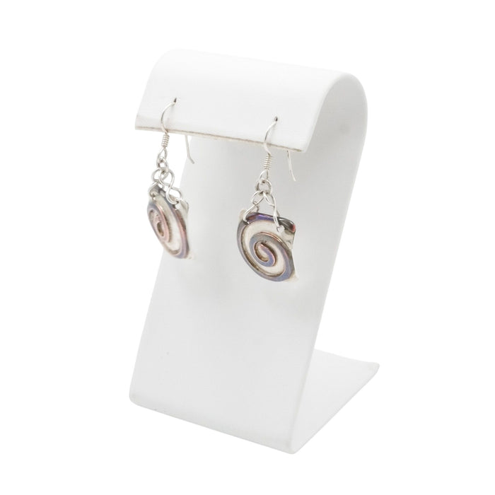 Sterling Silver Brass Spiral Square Dangle Earrings Artisan Mixed Metal 1.5 Inch