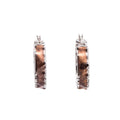 Sterling Silver Brown Enamel 1 Inch Wavy Hoop Earrings