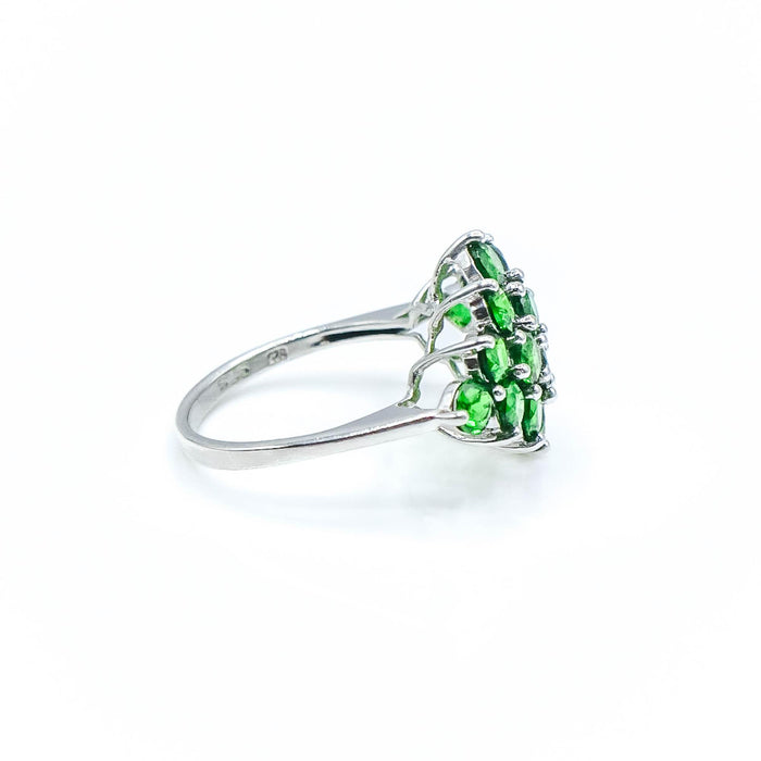 Sterling Silver Chrome Diopside Cluster Ring Size 7