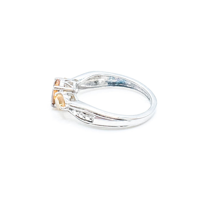 Sterling Silver Citrine Three Stone Ring Size 5
