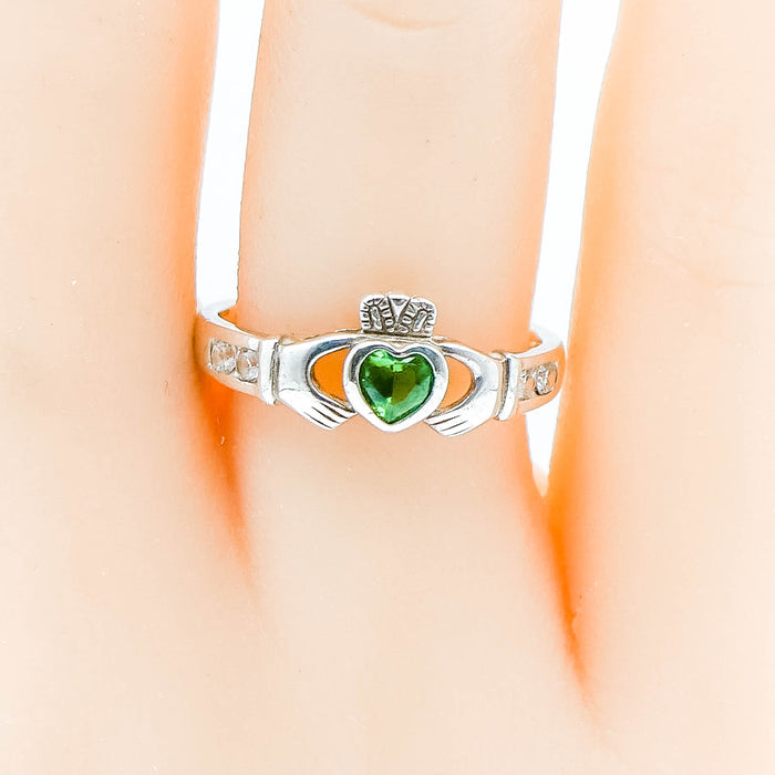 Sterling Silver Claddagh CZ Ring Size 7